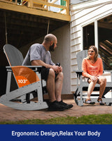 YEFU Outdoor Rocking Chair,Adirondack Rocking Chair,Patio Rocker Chair with Wide Back,Oversized Rocker Chair Look Like Real Wood, for Lawn, Porch, Backyard, Indoor and Garden(Grey) YEFU