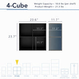 HOMES: INSIDE + OUT Apexa 4 Cube Storage Organizer Shelves, Stackable Wood Bookcase Fits Cubby Bins for Organization, Dorm Teen Room Decor & Home Office, Black HOMES: INSIDE + OUT
