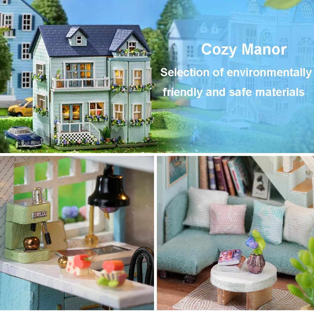 DIY Miniature Wooden Dollhouse Furniture Kit,Mini Handmade Doll House with LED,1:24 Scale Creative Woodcrafts Toys for Adult Friend Lover Birthday Gift (Homely House) Montidey
