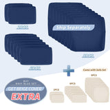 NICESOUL® Large 8 Pieces Brown Deep Seating Patio Backyard Patio Furniture with Ottomans Wicker Sectional Wicker Rattan Conversation Set with Navy Blue Olefin Cushion NICESOUL