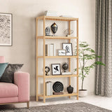 HLXZN 5 Tier Bamboo Freestanding Shelf Unit, Multifunctional Bookshelf Bookcase for Bathroom, Kitchen, Living Room, Office HLXZN