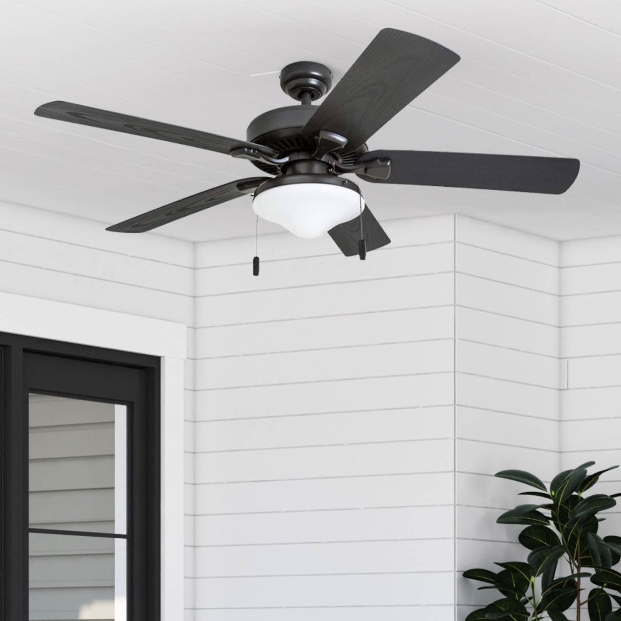 Honeywell Ceiling Fans Belmar 52 Inch Ceiling Fan With Light, Indoor/Outdoor Ceiling Fan with Pull Chain, LED Tri-Mount 5 Blade Design, ETL Damp Rated, Bronze (50512-01) Honeywell Ceiling Fans