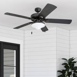 Honeywell Ceiling Fans Belmar 52 Inch Ceiling Fan With Light, Indoor/Outdoor Ceiling Fan with Pull Chain, LED Tri-Mount 5 Blade Design, ETL Damp Rated, Bronze (50512-01) Honeywell Ceiling Fans