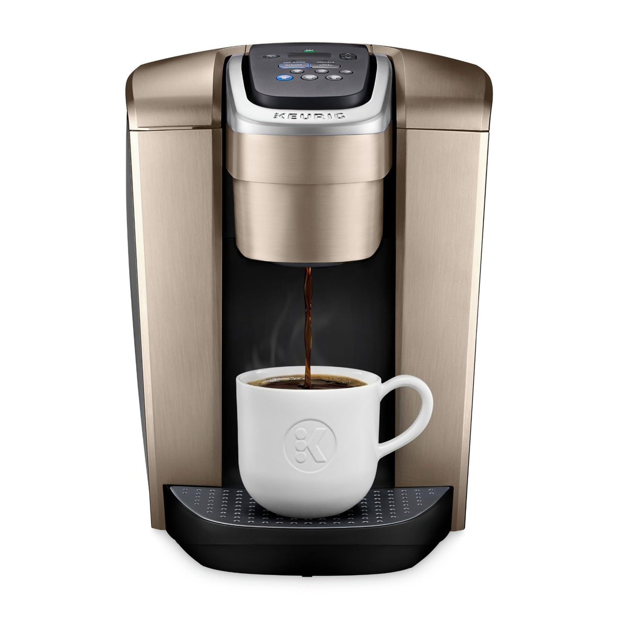 Keurig K-Elite Single Serve K-Cup Pod Coffee Maker, with Strength and Temperature Control, Iced Coffee Capability, 8 to 12oz Brew Size, Programmable, Brushed Gold Keurig