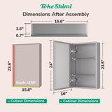 TokeShimi 16x24 Bathroom Medicine Cabinet with Mirror Tempered, Aluminum Silver Mirrored Medicine Cabinet Recessed or Surface Mount with Adjustable Storage Metal for Modern Farmhouse TokeShimi