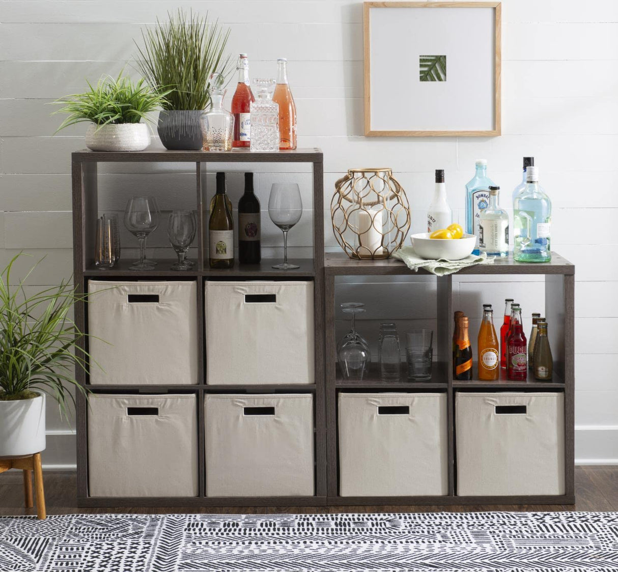 Linon Galli 4 Cubby Storage Cabinet Grey Linon