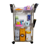 TENBOAT Narrow Places 3 Tier Transparent Bathroom Rolling Storage Cart Clear Toilet Side Storage Shelf Tight Spaces Organizer Rack Mobile Shelving Unit with Wheels Utility Cart (Mini Size) TENBOAT