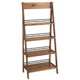 4-Tier Ladder Bookshelf - Freestanding Bookcase with Bar Back Frame - Shelves for Living Room, Kitchen, Bedroom, and Office by Lavish Home (Walnut) Lavish Home