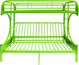 BOWERY HILL Build-in Side Ladders Twin Over Full Futon Metal Bunk Bed in Green BOWERY HILL