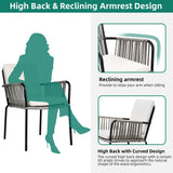 YITAHOME Outdoor Dining Chair Set of 4, All-Weather Rope & Rattan Woven Chairs, Indoor-Outdoor Armchair Seating for Patio, Backyard, Poolside, Balcony - Grey Rattan & Beige YITAHOME