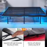 VINGLI Queen Floating Bed Frame with USB Charging Station and LED Lights – Heavy Duty Metal Platform Bed, No Box Spring Needed, Black VINGLI