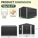AirWire 10x10 FT Outdoor Storage Shed, Garden Shed with Updated Frame Structure and Lockable Doors, Metal Tool Sheds for Backyard Garden Patio Lawn, Grey AirWire