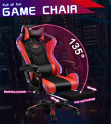 LED Gaming Chair with Speakers, Seven-points Massage Computer Chair with Footrest,Ergonomic Racing Office Chair PU Leather Recliner 360°Swivel Gamer Chair with Lumbar Support Headrest Armrest,Black XNSHUNHOYN