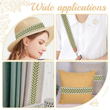 OLYCRAFT 10.9Yards Jacquard Ribbon Trim 2.4 Inch Leaf Pattern Jacquard Polyester Ribbons White Green Leaf Jacquard Woven Embroidery Trim for DIY Sewing Crafts Handmade Bag Belts Clothing Decoration OLYCRAFT