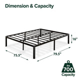 ZINUS Van 16 Inch King Metal Platform Bed Frame, Steel Slat Support, No Box Spring Needed, Easy Assembly, Black Zinus