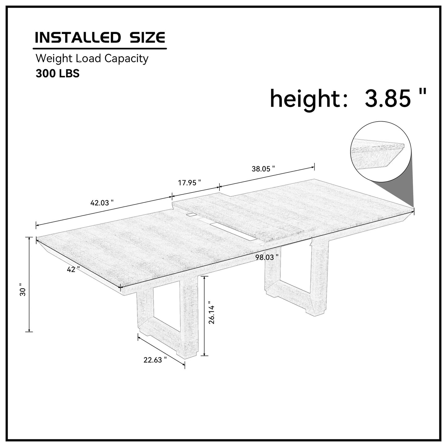 WILLIAMSPACE 98" Wood Extendable Dining Table for 6 to 10, Country Rustic Rectangular Kitchen Table with Wood Leg, Large Dining Room Table Farmhouse Furniture, Easy to Assemble (Grey)