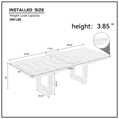 JURMALYN 98" Wood Dining Table Extendable Kitchen Table, Country Rustic Rectangular Dining Room Table for 6 8-Person, (Grey) - WoodArtSupply