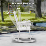 Outsunny Outdoor Wood Rocking Chair, 350 lbs. Porch Rocker with High Back for Garden, Patio, Balcony, White Outsunny
