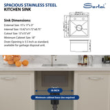 Sarlai Outdoor Sink, 15x17 Inch Undermount Kitchen Sink Workstation with Foldable Faucet Bar Prep Sink Single Bowl Kitchen Sinks 16 Gauge Stainless Steel Sink with Cover,BBQ Sink Outside Sarlai