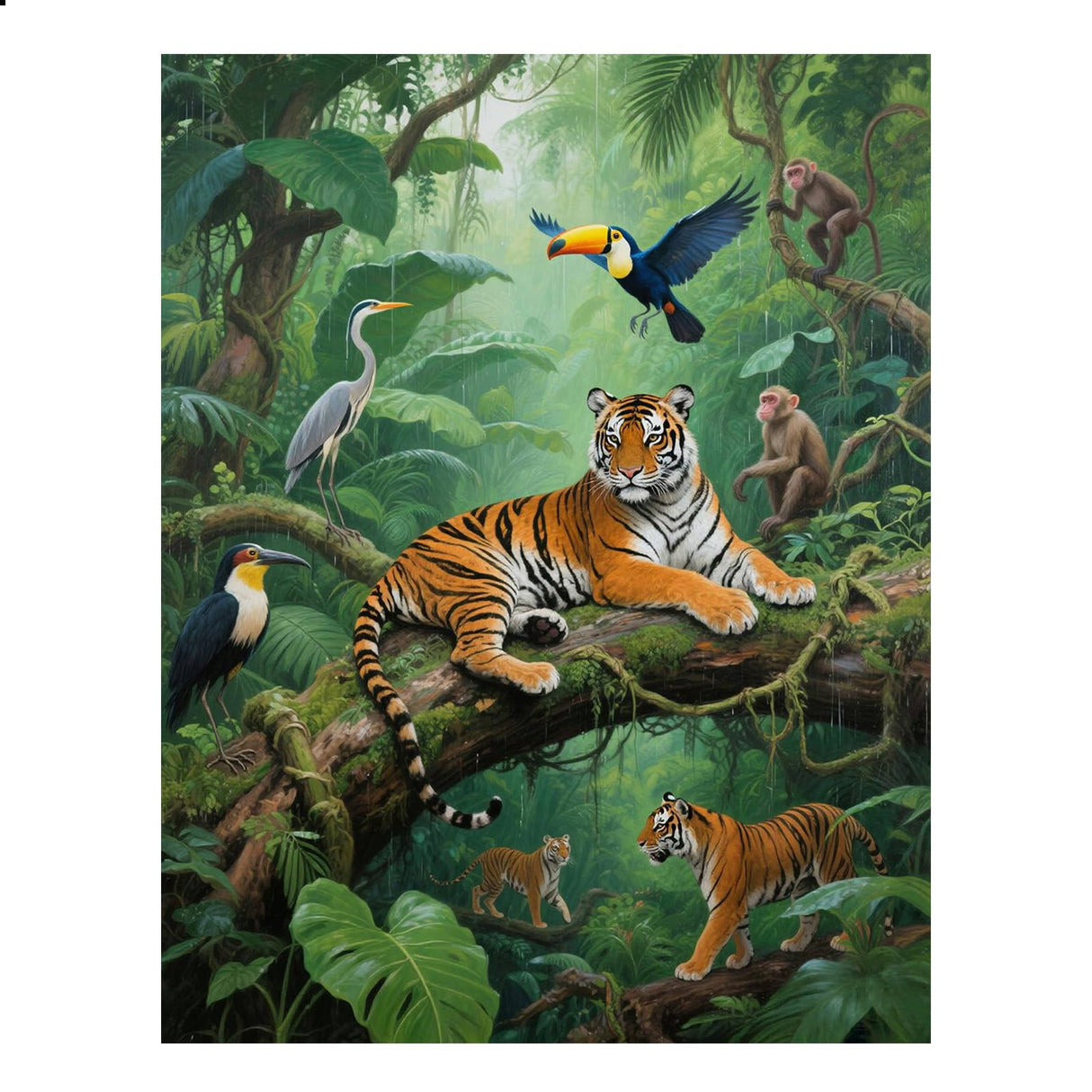 JISHSHAY Animal Jungle Diamond Painting Round Drill Diamond Art Round Beads Gem Art Gem Painting Mosaic Kits for Adults Embroidery Kit Jigsaw Puzzles Paint by Numbers Wall Decor 40×50cm/15.75×19.69in JISHSHAY