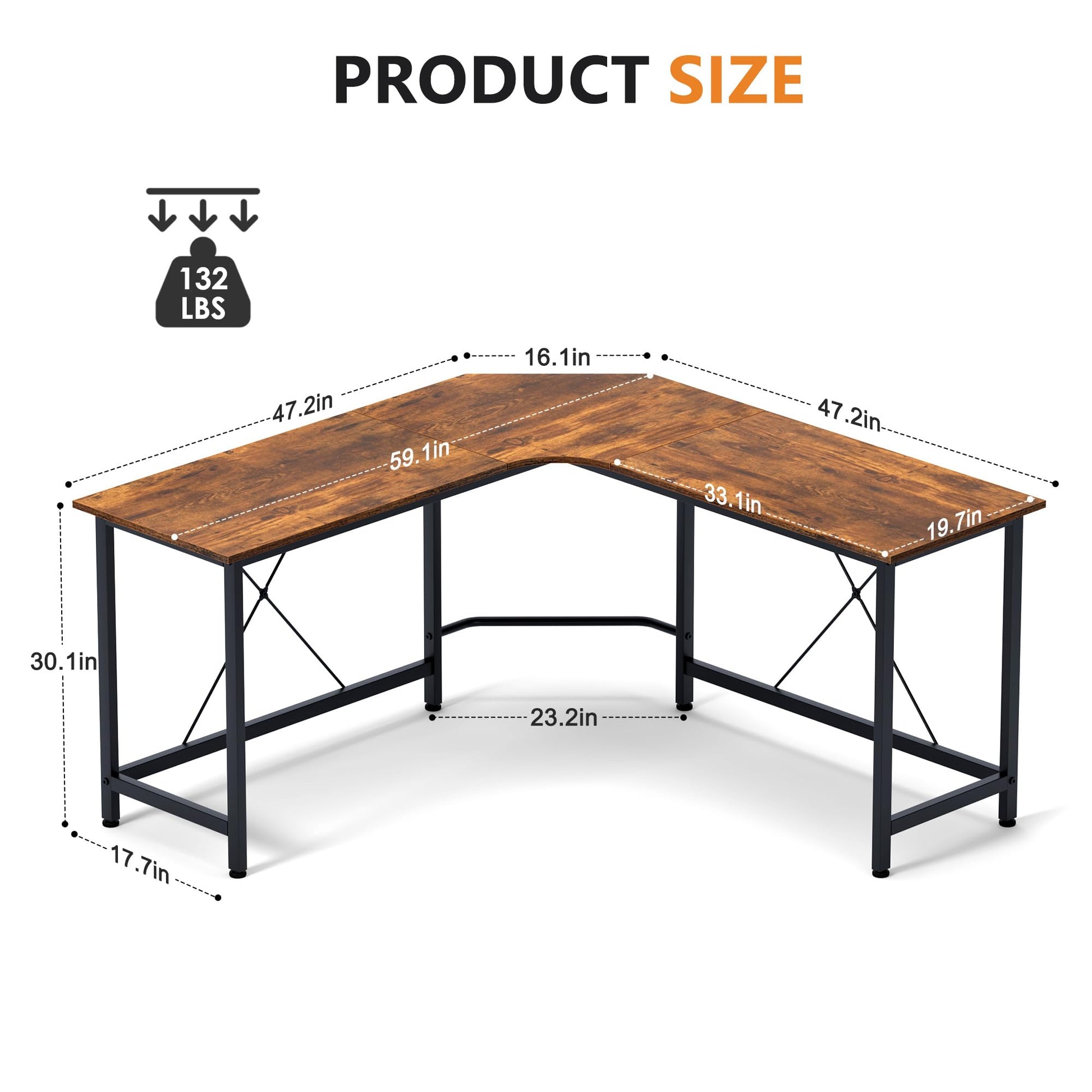 soges L Shaped Office Desk, L Desk Computer Corner Desk, 59 inches Large L Shape Desk for Home Office, Sturdy Writing Desk Workstation Gaming Table, Rustic Brown - WoodArtSupply