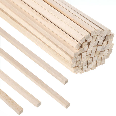 70Pcs 1/4" x 12" Balsa Wood Sticks, Square Dowel Rods Wood Furring Strips Hardwood Sticks for Crafts DIY Projects Models Making WSICSE