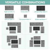 YITAHOME Patio Wicker Furniture Set, Outdoor Sectional Sofa with Stools and Lift-Top Coffee Table 6-Piece, All-Weather Conversation Set for Garden, Backyard, Grey YITAHOME