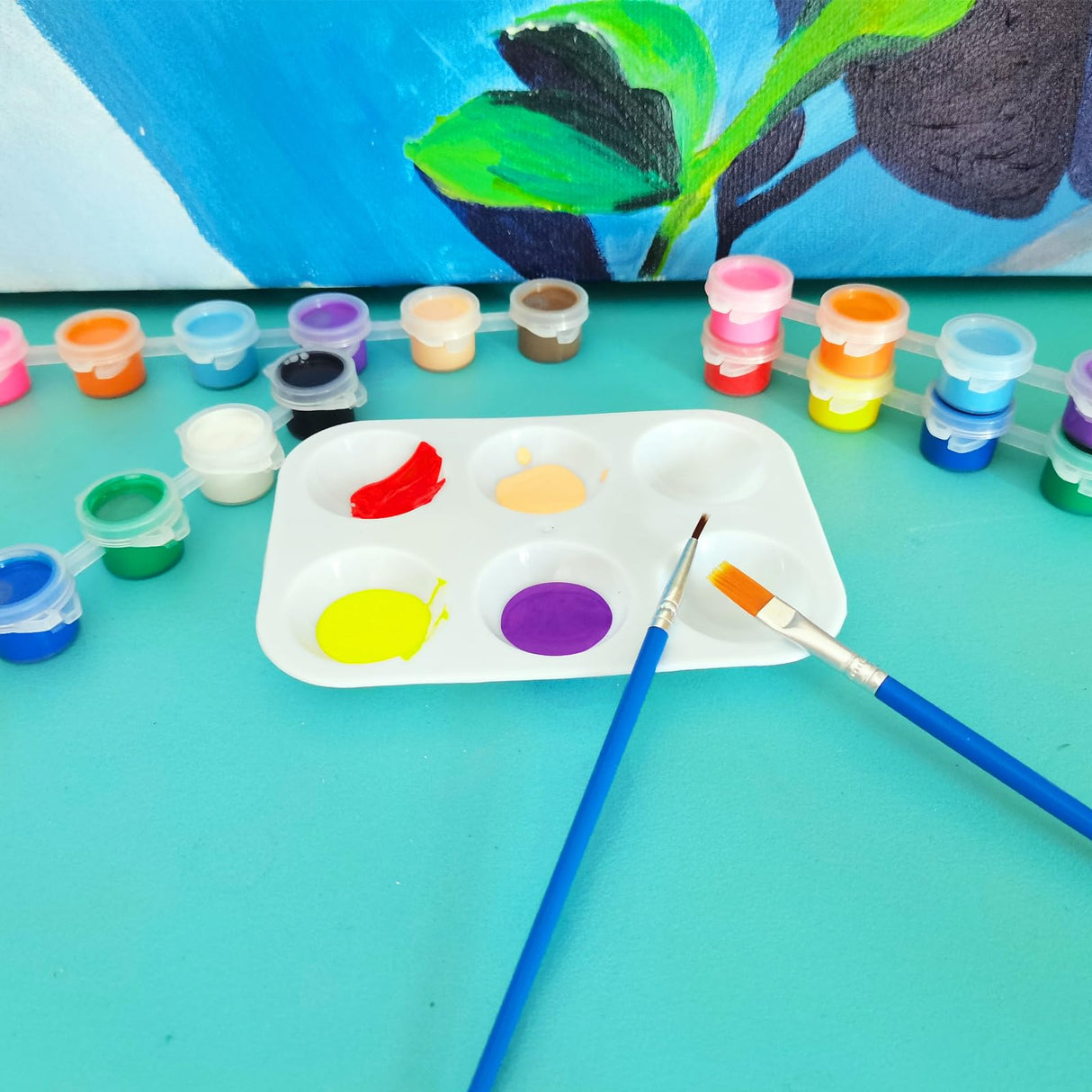 Vivixin 300Pcs Mini Acrylic Paint Set, 20 Set 12 Colors Acrylic Paint Bulk With 40pcs Brushes and 20pcs Palettes, Acrylic Paint Strips for Kids&Adults, Perfect for Birthday Party Home Classroom Favors Vivixin