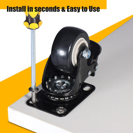 QNCZ 2" Caster Wheels, Casters Set of 4 Heavy Duty but Silent, Excellent Locking Casters with Polyurethane (PU) Wheels, Swivel Plate Castor Wheels for Cart, Furniture, Workbench QNCZ