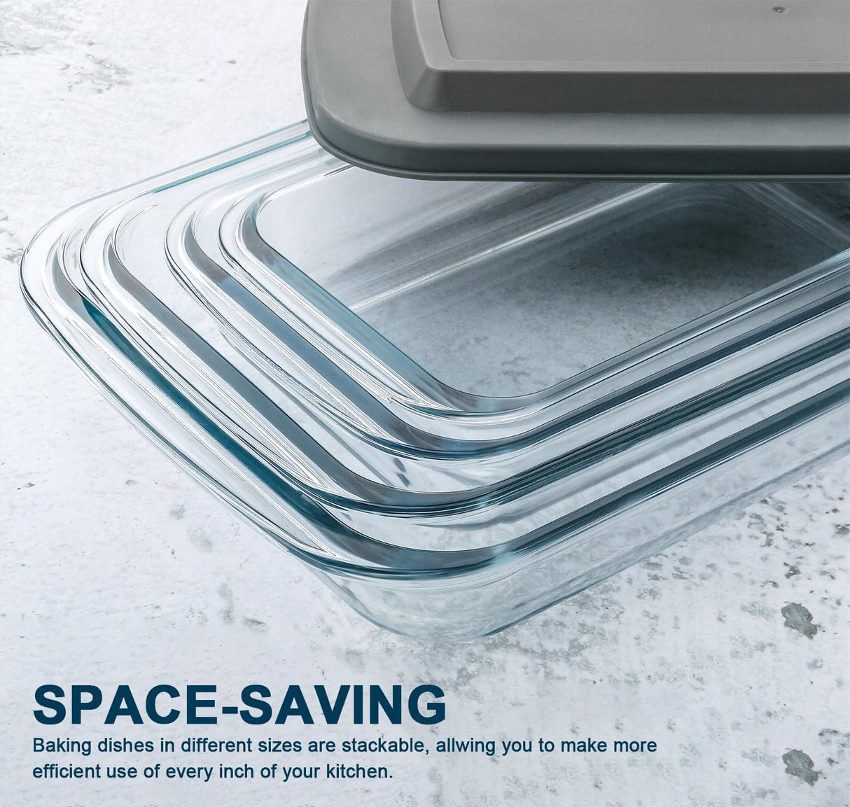 8-Piece Deep Glass Baking Dish Set with Plastic lids,Rectangular Glass Bakeware Set with Lids, Baking Pans for Lasagna, Leftovers, Cooking, Kitchen, Freezer-to-Oven and Dishwasher, Gray M MCIRCO