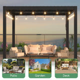 LVUYOYO Outdoor Louvered Pergola 10' x 10' with LED String Lights, Aluminum Pergola with Adjustable Roof, Waterproof Metal Gazebo for Patio, Backyard, Garden, Deck (10x10FT with Lights) LVUYOYO