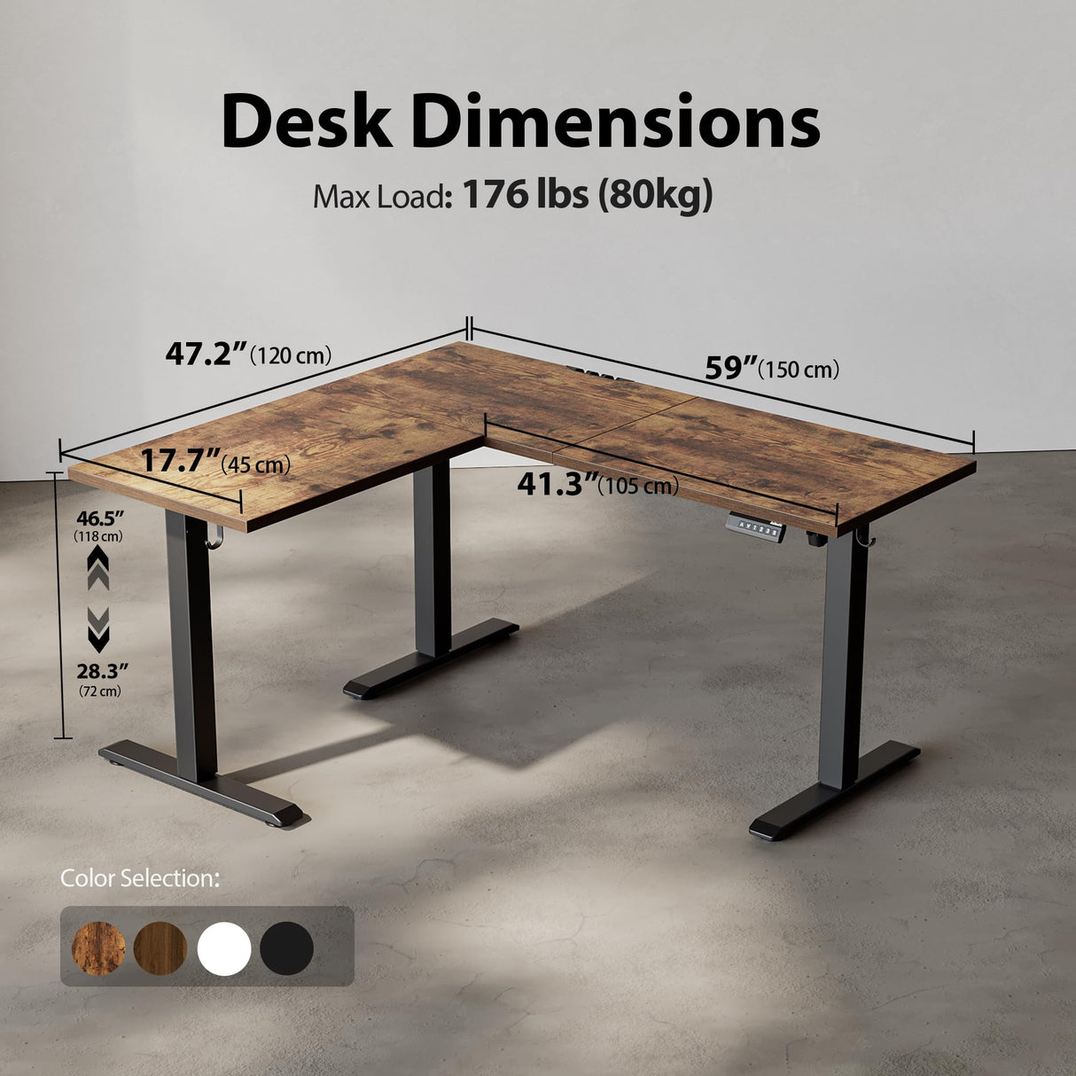 Agilestic 59 Inch L Shaped Standing Desk Adjustable Height, Electric Corner Standing Desk, Sit Stand Computer Table with Splice Board, Rustic Brown Agilestic