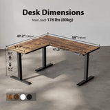 Agilestic 59 Inch L Shaped Standing Desk Adjustable Height, Electric Corner Standing Desk, Sit Stand Computer Table with Splice Board, Rustic Brown Agilestic