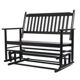 Fadidio Patio Glider Bench Outdoor, Porch Swing Glider for Outside, Wooden 2-Person Loveseat Rocking Bench Funiture, Black Gliders Fadidio