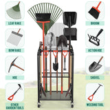 Trieez Wheeled Heavy Duty Garden Tool Storage, Alloy Steel Garden Tool Organizer with Wheels - Sturdy Metal Garden Tool Organizer for Garage, Shed, Yard Tool Holder, Basement Trieez