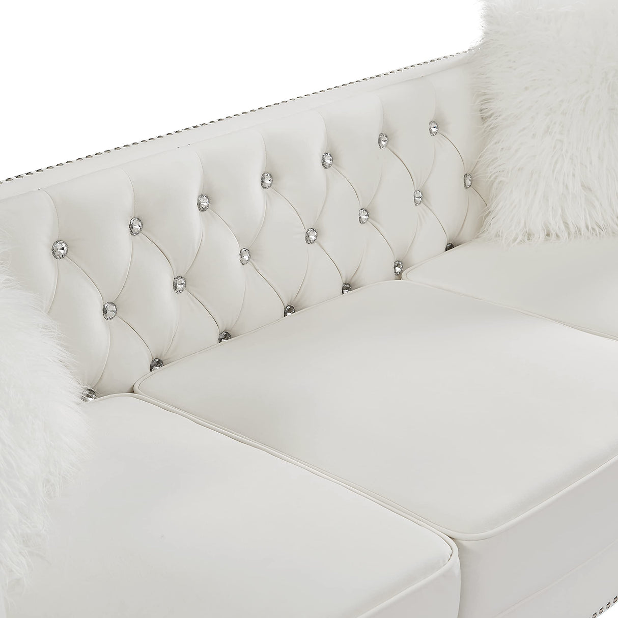 FYLCOUAMㅤ 59" Velvet Loveseat with Crystal Buttons Tufted Sofa, Trimmed Nailhead and Heavy-Duty Lucite Legs Loveseat Couch | Hollywood Regency Couch for Living Room, Bedroom FYLCOUAMㅤ