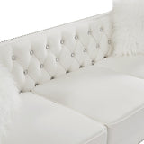 FYLCOUAMㅤ 59" Velvet Loveseat with Crystal Buttons Tufted Sofa, Trimmed Nailhead and Heavy-Duty Lucite Legs Loveseat Couch | Hollywood Regency Couch for Living Room, Bedroom FYLCOUAMㅤ