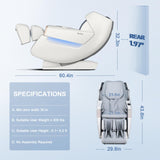 iBooMas 2025 Massage Chair Full Body, Zero Gravity Massage Chair Recliner with SL-Track, Upgraded Auto-Extend Footrest, Foot Rollers, App Favorite Function, Body Scan, Airbags, Heat(White+Grey) iBooMas
