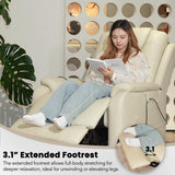 EONIX Triple Motor Lay Flat Power Lift Recliner Chair for Elderly with Massage, 400lbs Electirc Lift Chair for Living Room, Independent Adjustable Backrest Headrest, Extended Footrest, Cream White EONIX