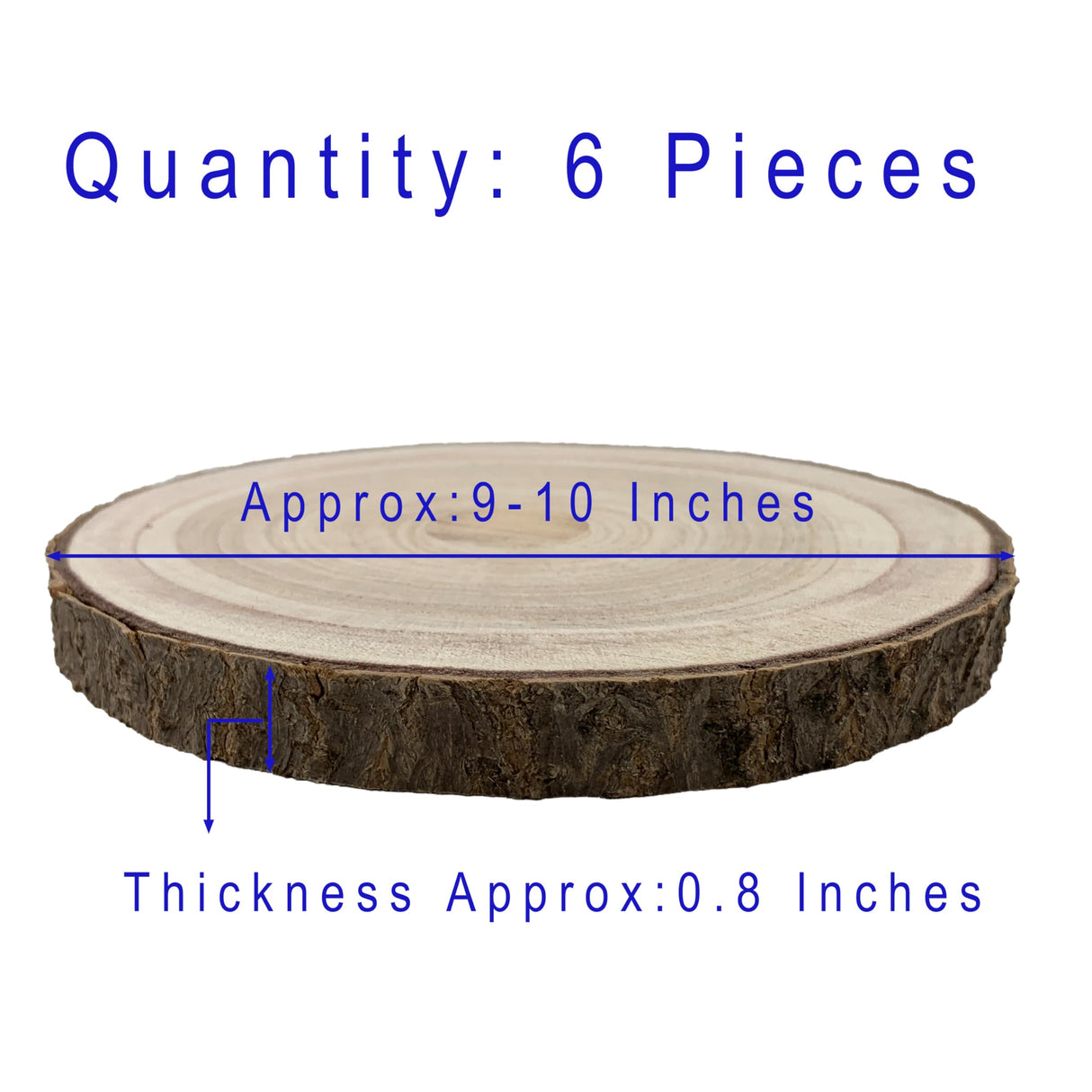 Unfinished Wood Slices, 6 Piece Set, Round Wood Discs for DIY Crafts, Wedding Decor, Centerpieces, Door Sign Decor (9-10 Inches) Palmhomee