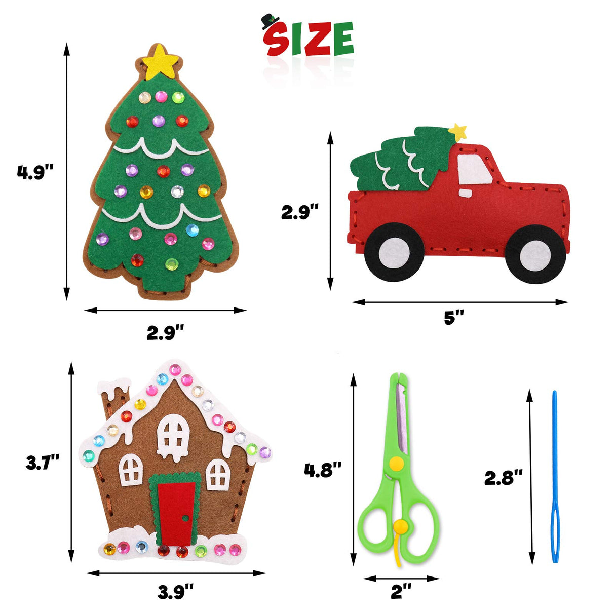 CiyvoLyeen Christmas Sewing Kit for Kids Felt Christmas Ornaments Craft Supplies DIY Activity for Girls and Boys Educational Sewing Gift for Child Set of 12 CiyvoLyeen