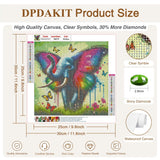DPDAKIT Diamond Art Kits for Adults, Animal Elephant Diamond Painting Kits for Beginner, 5D DIY Butterfly Round Full Gem Art Crafts for Home Wall Decor Gift, 12x12inch DPDAKIT