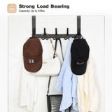 Over The Door Hooks for Hanging, Over The Door Hanger, Over The Door Towel Rack for Bathroom with 5 Triple Coat Hooks, Door Hanger Hooks Towel Hanger (Black, 1 Pack) Optish