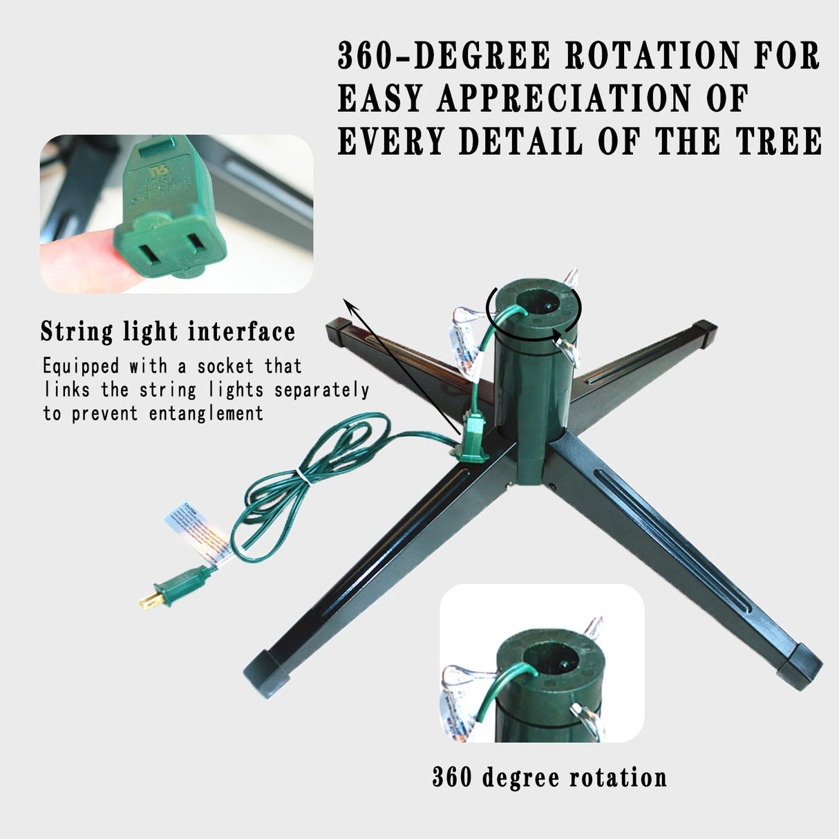 ETONART 360-Degree Rotating Christmas Tree Stand Iron Feet Can Be Folded to Support 7.5 Feet, 100 Pound Artificial Christmas Tree Suitable for Christmas Tree Support ETONART