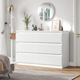 Jocoevol 6 Drawer Dresser, Fluted Dresser for Bedroom with Sleek Hidden Handles, Bedroom Dressers with Drawers, Wood Closet Clothes Storage Organizer for Bedroom, Pure White Jocoevol