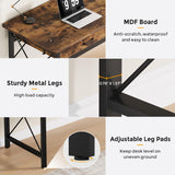 Condemo 78.7 inch Extra Long Computer Desk, Two Person Desk with 3 Drawers, Double Desk with Hooks, Industrial Writing Study Table Workstation for Home Office, Rustic Brown and Black Condemo