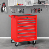 SEVOBAL Tool Chest, 7-Drawer Rolling Tool Storage Cabinet with Interlock Mechanism & Spacious Bottom Area, 31'' Metal Utility Cart with 4 360°Universal Wheels & Central Lock for Garage Work Shop, Red SEVOBAL