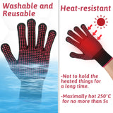Ptwola 2 Pcs Heat Resistant Gloves with Non-Slip Silicone Bumps Professional Heat Blocking Fireproof Sublimation Gloves Mitts for Curling Wand Hot-Air Brushes Hair Styling Flat Iron Ptwola