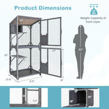 Tangkula Catio Outdoor Cat Enclosure, 72 Inch Wooden Cat House on Wheels with Resting Box, 2 Platforms & Weatherproof Asphalt Roof, Large Kitty Cat Condo Cage Playpen with Enter Doors & PP Layer Tangkula