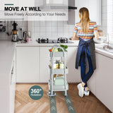 EAGMAK 3 Tier Utility Rolling Cart, Metal Storage Cart with Handle and Lockable Wheels, Multifunctional Storage Organizer Trolley with Mesh Baskets for Kitchen, Living Room, Office, Garage (Grey) EAGMAK